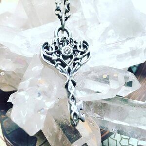 Elven key necklace Sterling silver, with 2mm round diamond.